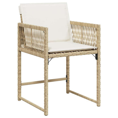 Sedie da Giardino con Cuscini 4 pz Beige in Polyrattan