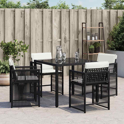 Sedie da Giardino con Cuscini 4 pz Nere in Polyrattan