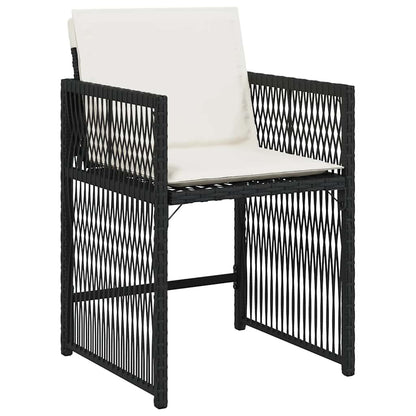 Sedie da Giardino con Cuscini 4 pz Nere in Polyrattan