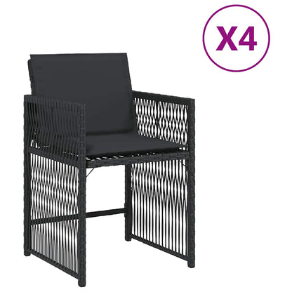 Sedie da Giardino con Cuscini 4 pz Nere in Polyrattan