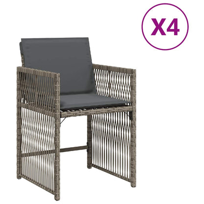 Sedie da Giardino con Cuscini 4pz Grigio in Polyrattan