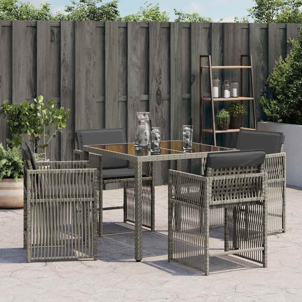 Sedie da Giardino con Cuscini 4pz Grigio in Polyrattan