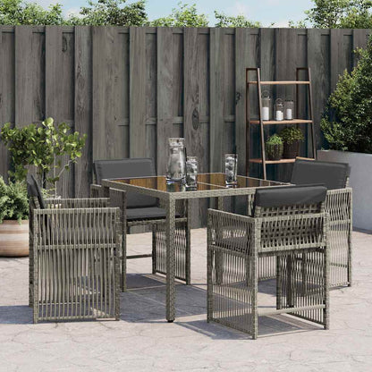 Sedie da Giardino con Cuscini 4pz Grigio in Polyrattan