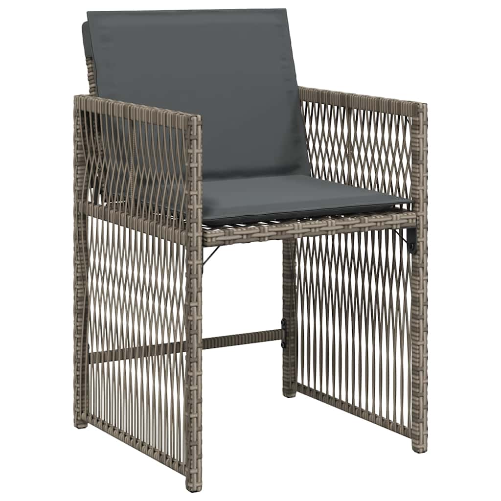 Sedie da Giardino con Cuscini 4pz Grigio in Polyrattan