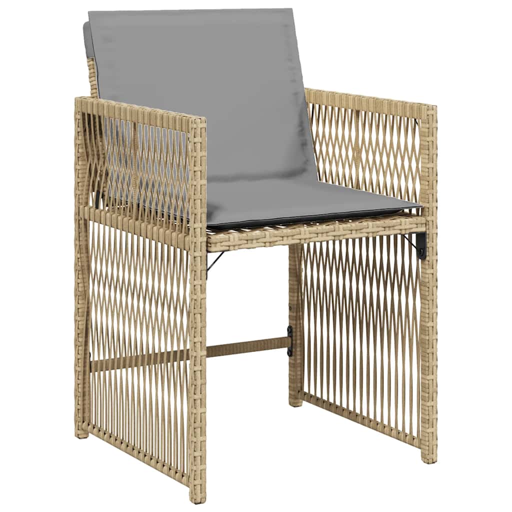 Sedie da Giardino con Cuscini 4 pz Beige Misto in Polyrattan