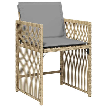 Sedie da Giardino con Cuscini 4 pz Beige Misto in Polyrattan