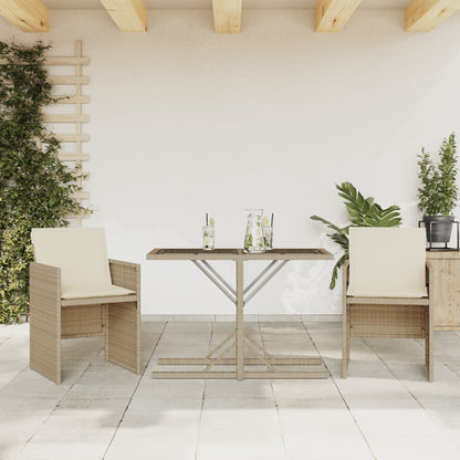 Set da BistrÃƒÂ² 3 pz con Cuscini Beige in Polyrattan