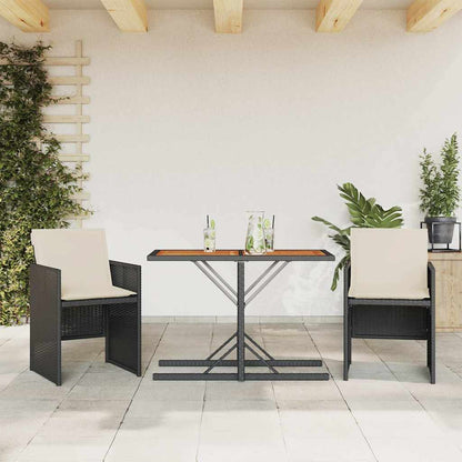 Set da BistrÃ² 3 pz con Cuscini Nero in Polyrattan