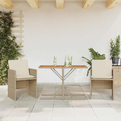 Set da BistrÃƒÂ² 3 pz con Cuscini Beige in Polyrattan