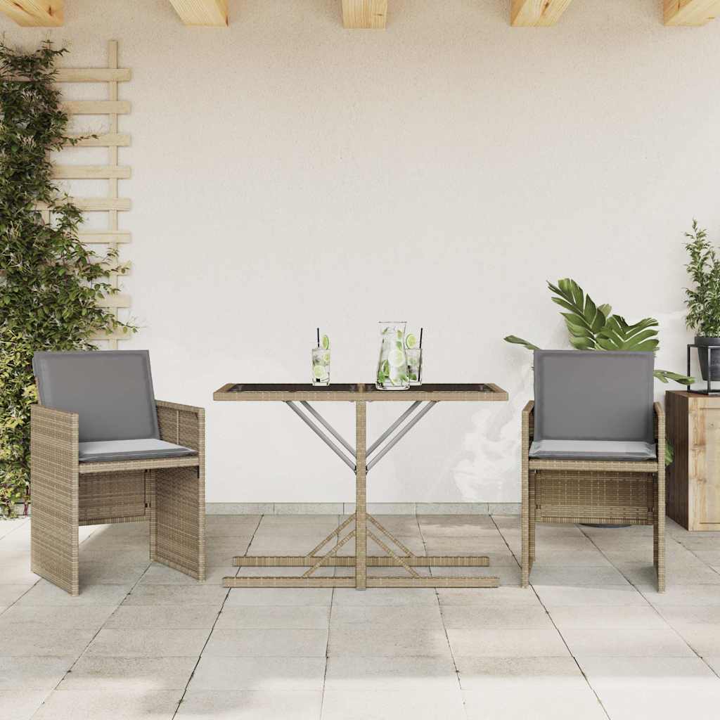 Set da BistrÃ² 3 pz con Cuscini Beige Misto in Polyrattan