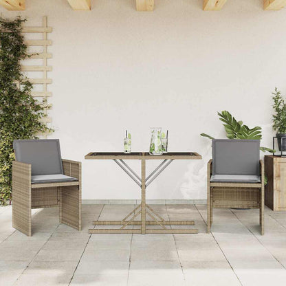 Set da BistrÃ² 3 pz con Cuscini Beige Misto in Polyrattan