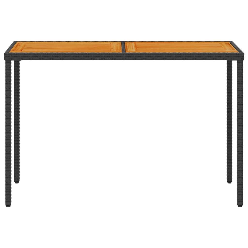 Tavolo Giardino Piano Legno Acacia Nero 115x54x74cm Polyrattan