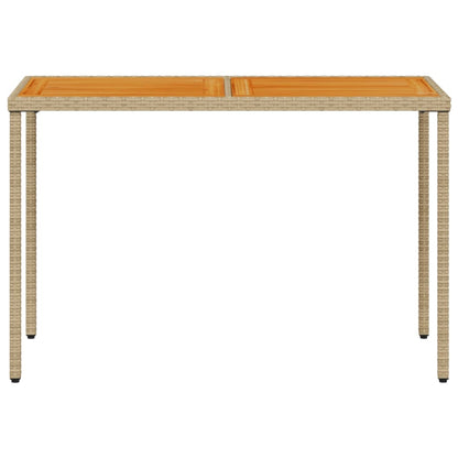 Tavolo Giardino Piano Legno Acacia Beige 115x54x74cm Polyrattan