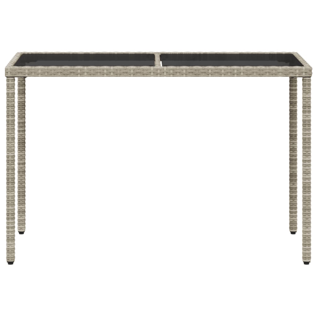 Tavolo Giardino Piano Vetro Grigio Chiaro 115x54x74 Polyrattan