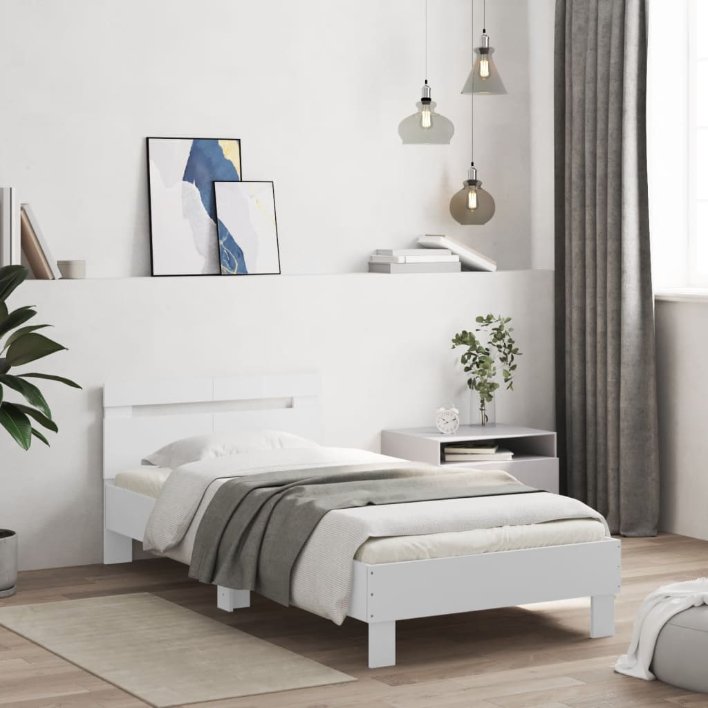 Giroletto con Testiera Bianco 100x200 cm in Legno Multistrato