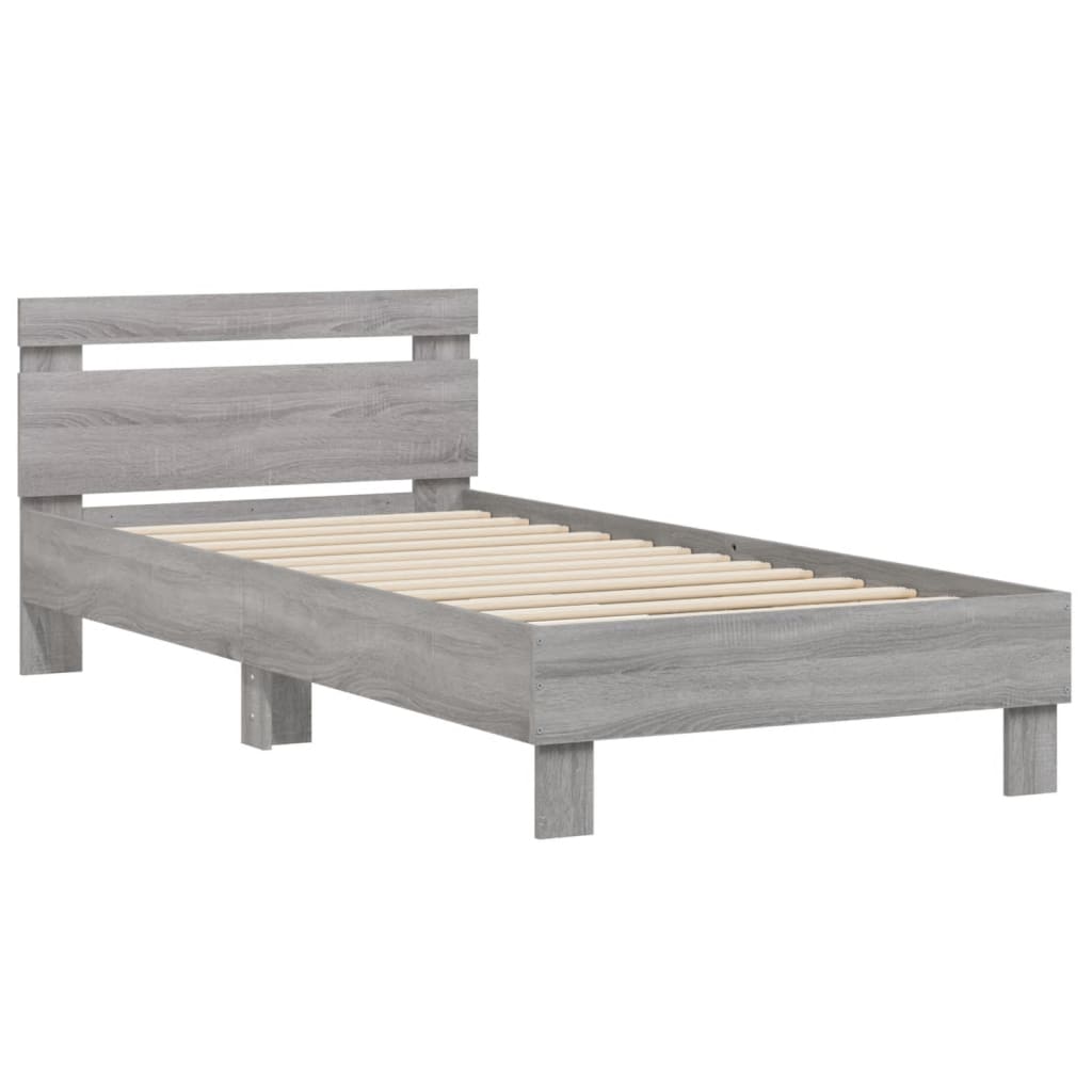 Giroletto con Testiera Grigio Sonoma 75x190cm Legno Multistrato