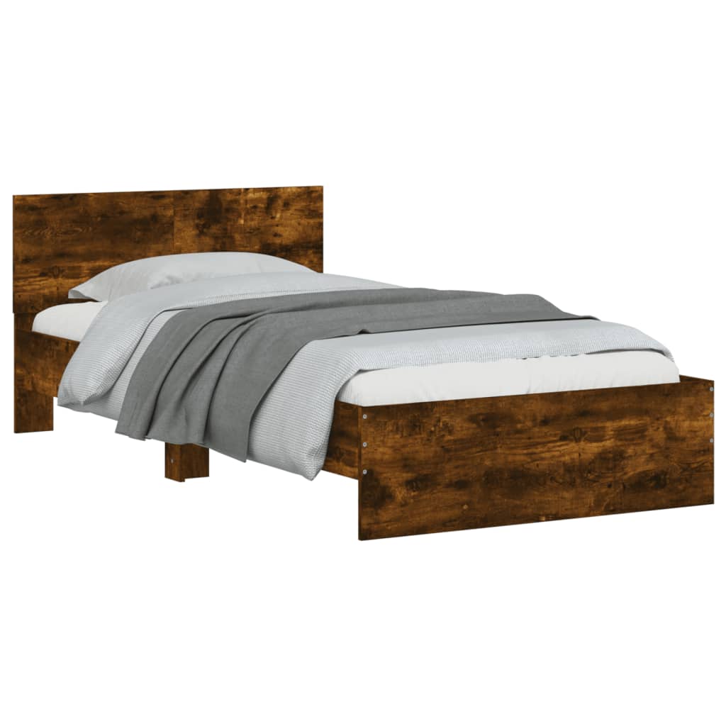 Giroletto con Testiera Rovere Fumo 100x200 cm Legno Multistrato