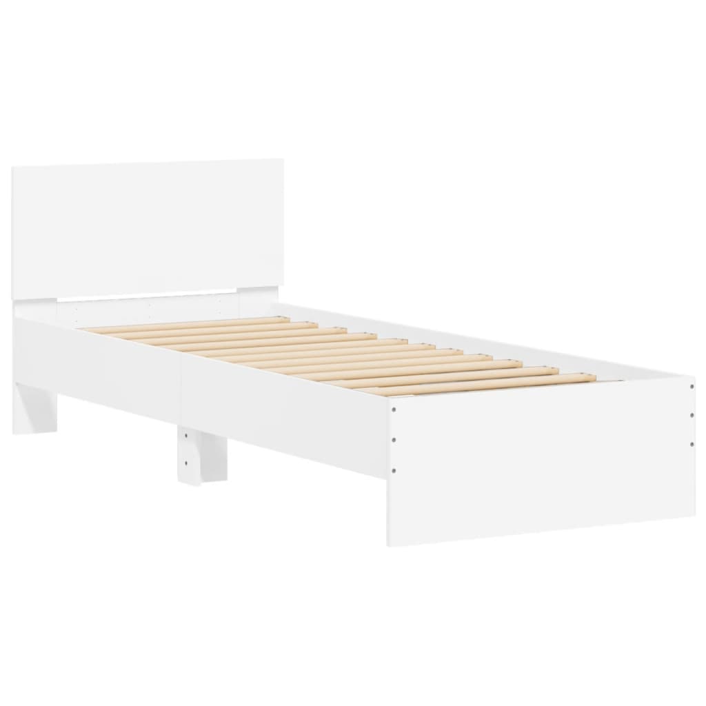 Giroletto con Testiera Bianco 90x200 cm in Legno Multistrato
