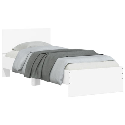 Giroletto con Testiera Bianco 90x200 cm in Legno Multistrato