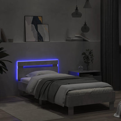 Giroletto con Testiera e LED Grigio Cemento 90x200 cm