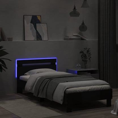 Giroletto con Testiera e LED Nero 90x190 cm