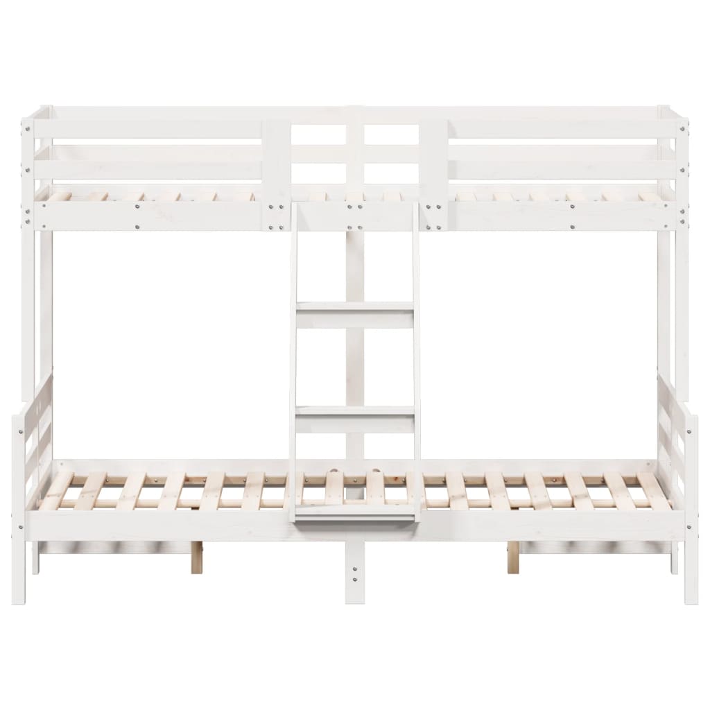 Letto a Castello 80x200/120x200cm Bianco Legno Massello di Pino