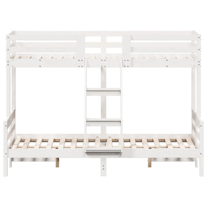 Letto a Castello 80x200/120x200cm Bianco Legno Massello di Pino