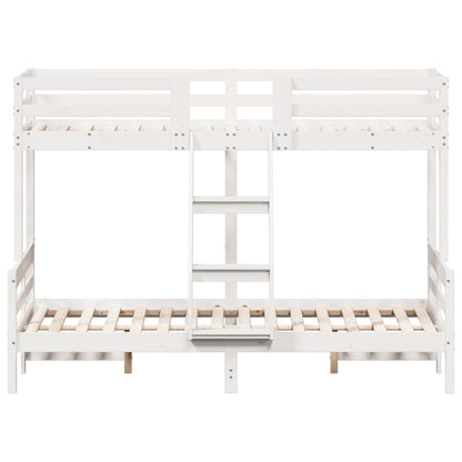 Letto a Castello 90x200/120x200cm Bianco Legno Massello di Pino