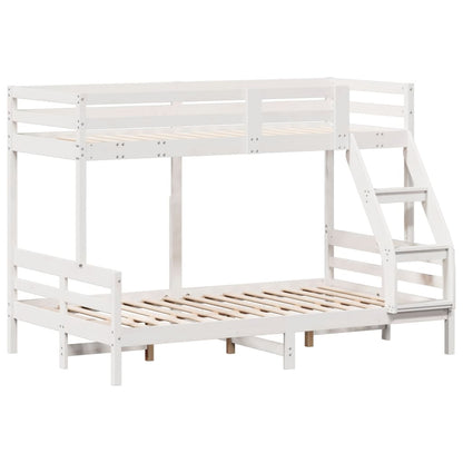 Letto a Castello 90x200/120x200cm Bianco Legno Massello di Pino