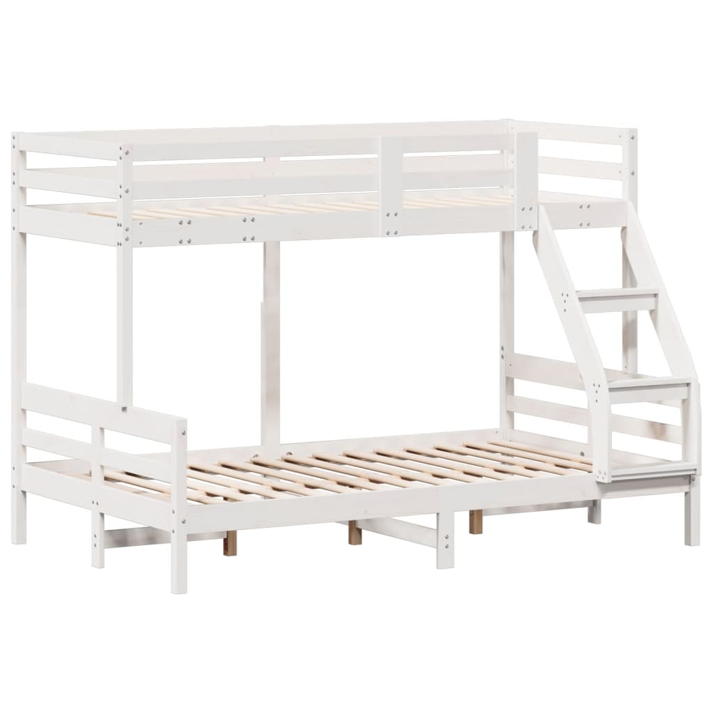 Letto a Castello 90x200/120x200cm Bianco Legno Massello di Pino