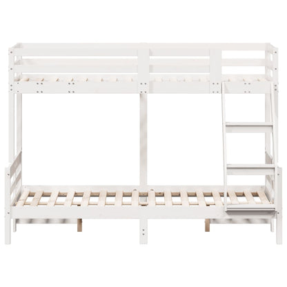 Letto a Castello 90x200/120x200cm Bianco Legno Massello di Pino