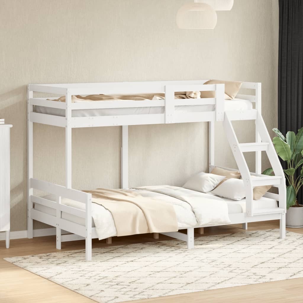 Letto a Castello 90x200/120x200cm Bianco Legno Massello di Pino