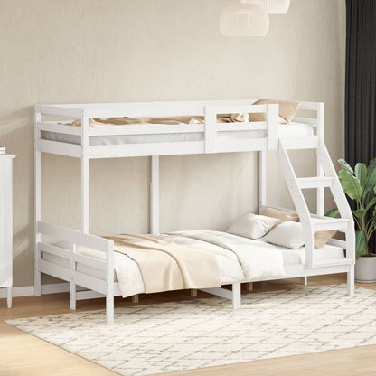 Letto a Castello 90x200/120x200cm Bianco Legno Massello di Pino