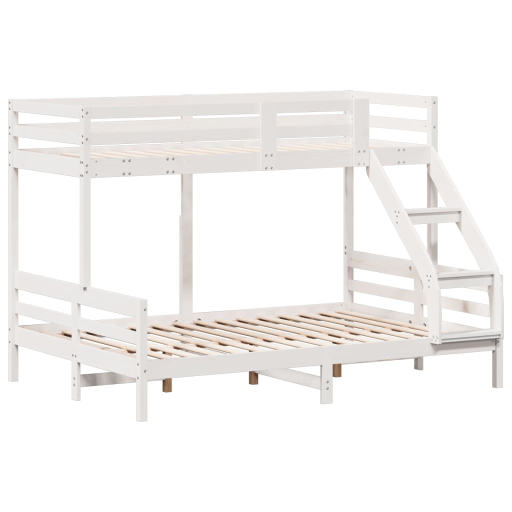 Letto a Castello 90x200/140x200cm Bianco Legno Massello di Pino