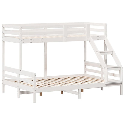 Letto a Castello 90x200/140x200cm Bianco Legno Massello di Pino