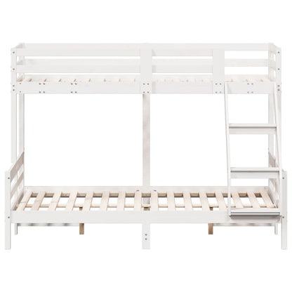 Letto a Castello 90x200/140x200cm Bianco Legno Massello di Pino