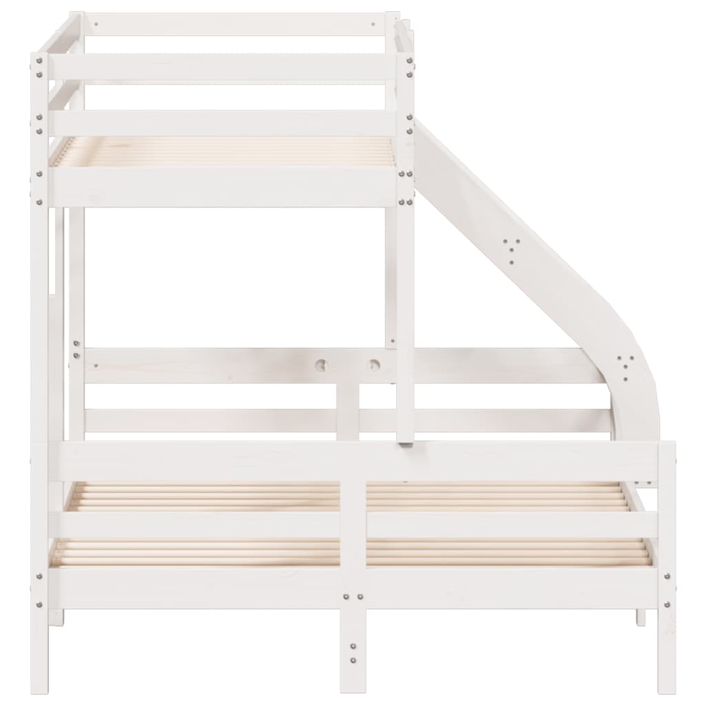 Letto a Castello 90x200/140x200cm Bianco Legno Massello di Pino