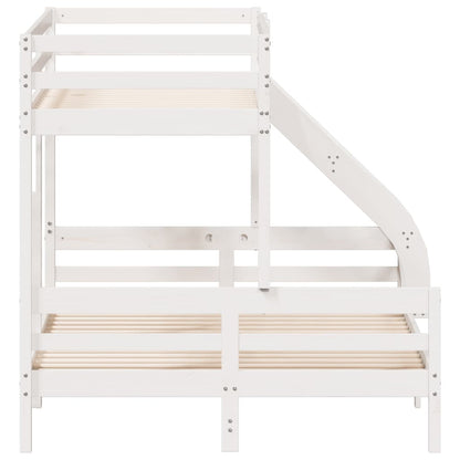 Letto a Castello 90x200/140x200cm Bianco Legno Massello di Pino