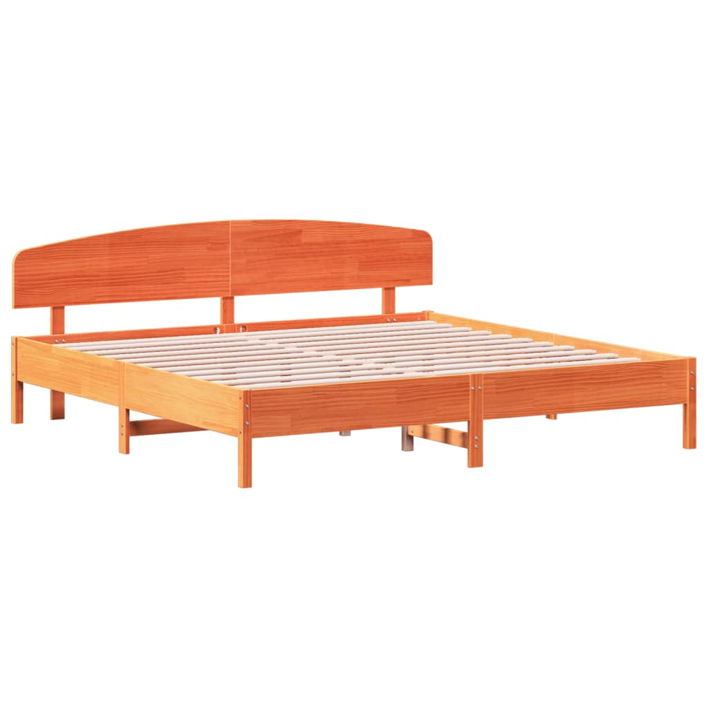 Giroletto senza Materasso Marrone Cera 200x200 cm Legno di Pino