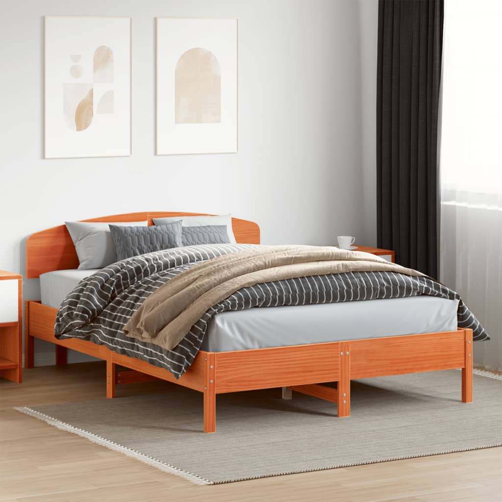 Giroletto senza Materasso Marrone Cera 160x200 cm Legno di Pino