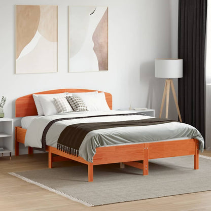 Letto senza Materasso Marrone Cera 135x190 cm in Legno di Pino
