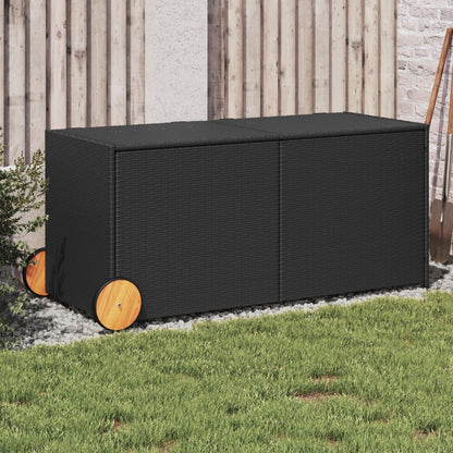 Contenitore da Giardino con Ruote Nero 283L in Polyrattan