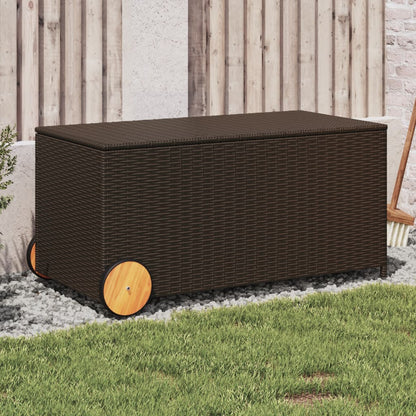 Contenitore da Giardino con Ruote Marrone 190L in Polyrattan