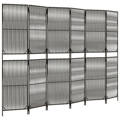 Divisorio per Ambienti a 6 Pannelli Grigio in Polyrattan