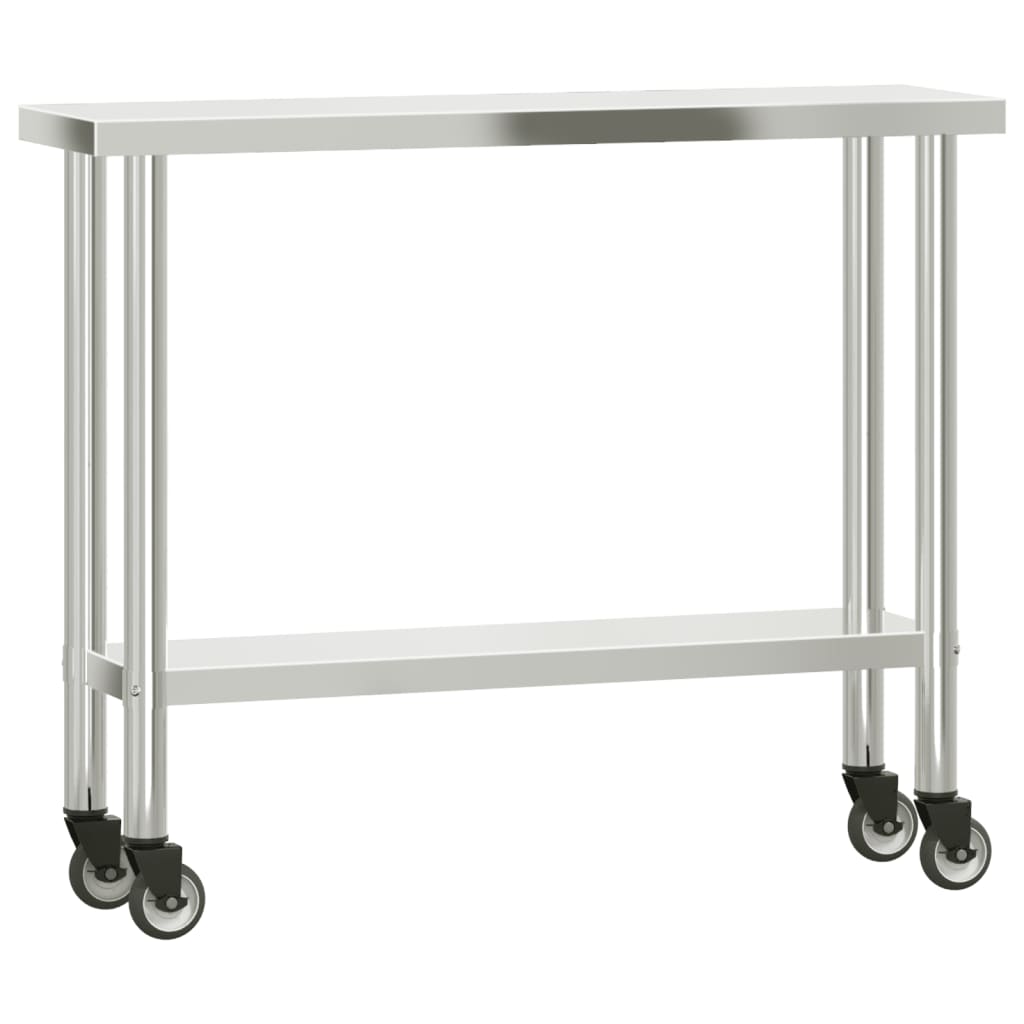 Tavolo Lavoro Cucina con Ripiano 110x30x120 cm Acciaio Inox