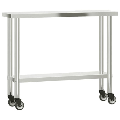 Tavolo Lavoro Cucina con Ripiano 110x30x120 cm Acciaio Inox