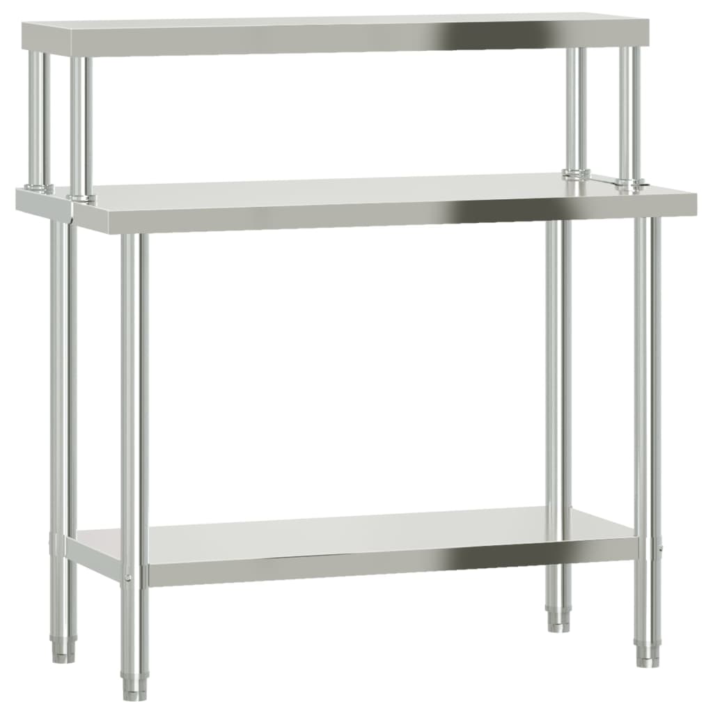 Tavolo Lavoro Cucina con Ripiano 110x55x120 cm Acciaio Inox