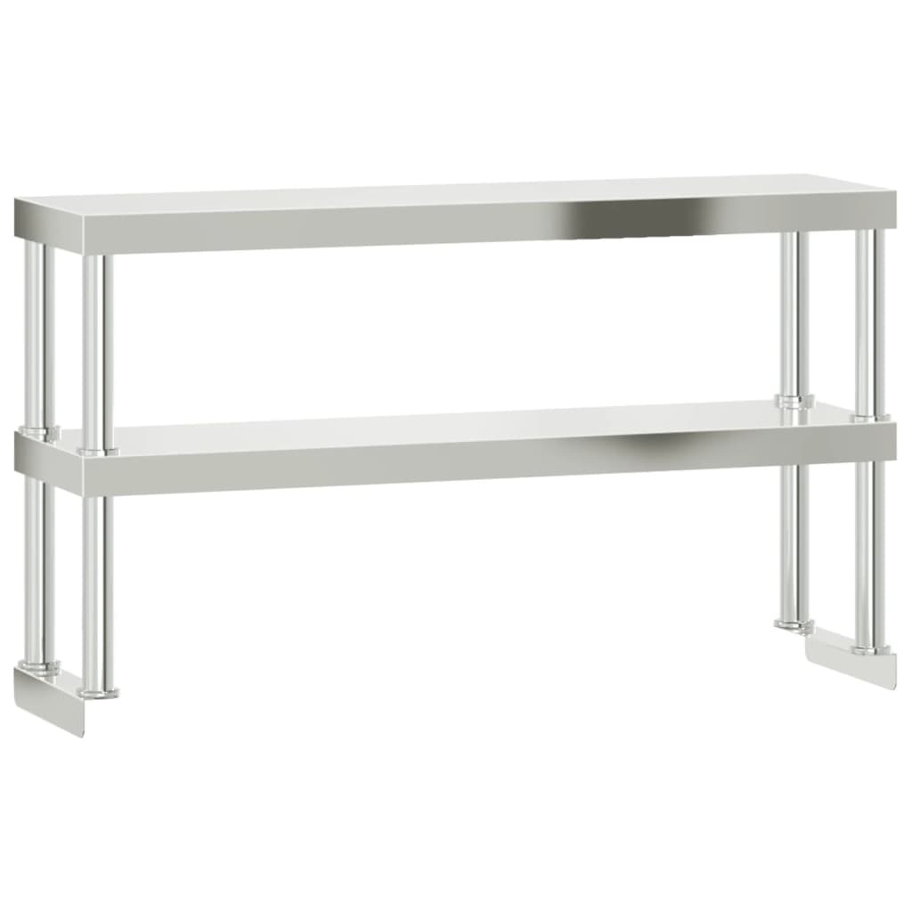 Tavolo Lavoro Cucina con Ripiano 110x55x150 cm Acciaio Inox