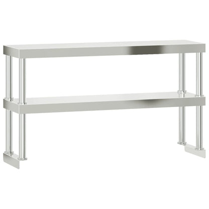Tavolo Lavoro Cucina con Ripiano 110x55x150 cm Acciaio Inox