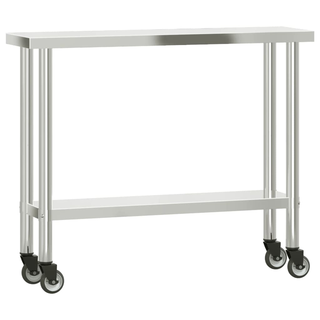 Tavolo Lavoro Cucina con Ripiano 110x30x150 cm Acciaio Inox